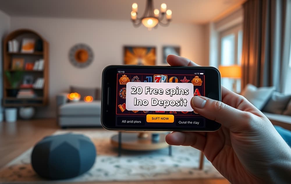 Smarttelefon med gratisspinn uten innskudd tilbud på skjermen