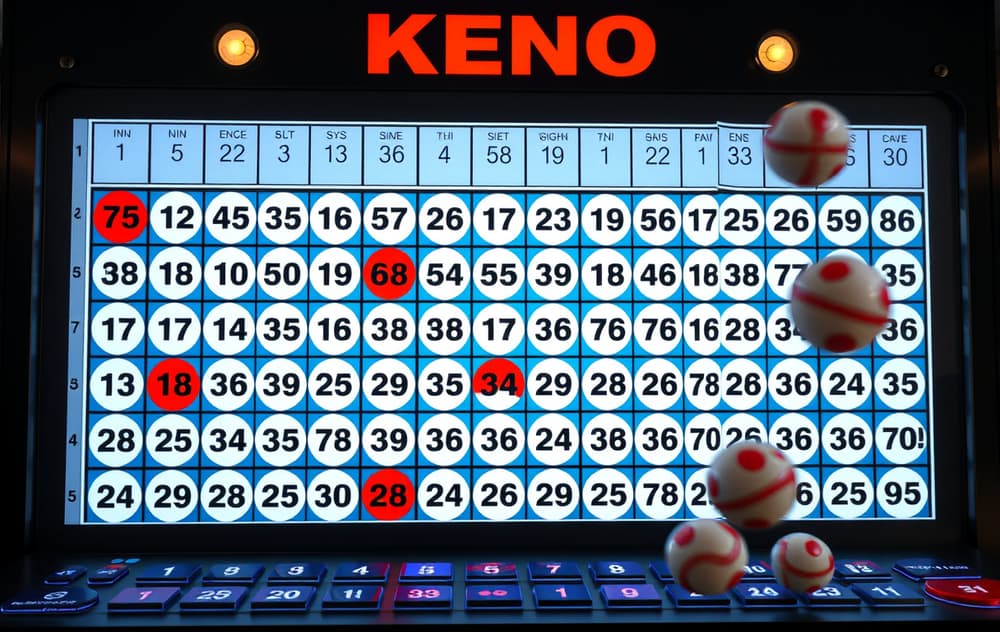 Keno-spill med talloppsett og trekning på nettcasino.